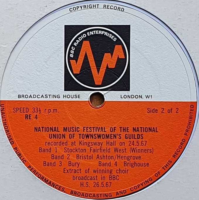 RE 3 National Music Festival of the National Union of Townswomen's Guilds Various from the BBC records and Tapes library Label